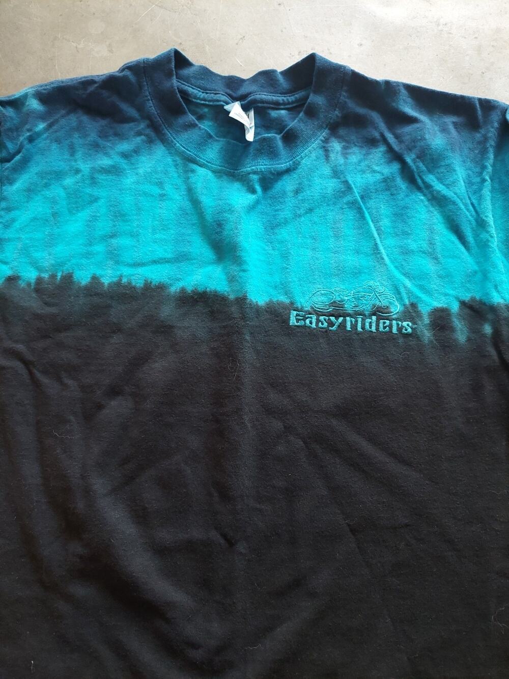 Vintage 2001 EasyRiders Motorcycle T-Shirt Blue Black Tie Dye Medium